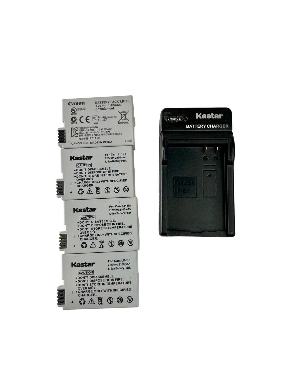 Kastar Kit - Battery USB Charger w/(1)Canon LP-E8 and (3) Kaster LP-E8 Batteries